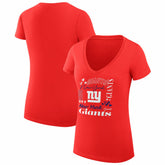 G-III 4Her by Carl Banks Women's Super-Slim Fit Lightweight Collage Team V-Neck T-Shirt - New York Giants T-shirts
