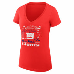 G-III 4Her by Carl Banks Women's Super-Slim Fit Lightweight Collage Team V-Neck T-Shirt - New York Giants T-shirts