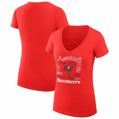G-III 4Her by Carl Banks Women's Super-Slim Fit Lightweight Collage Team V-Neck T-Shirt - Tampa Bay Buccaneers T-shirts