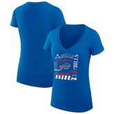 G-III 4Her by Carl Banks Women's Super-Slim Fit Lightweight Collage Team V-Neck T-Shirt - Buffalo Bills T-shirts