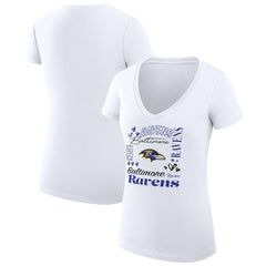 G-III 4Her by Carl Banks Women's Super-Slim Fit Lightweight Collage Team V-Neck T-Shirt - Baltimore Ravens T-shirts