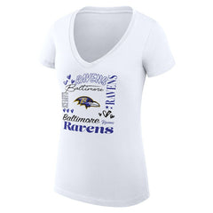 G-III 4Her by Carl Banks Women's Super-Slim Fit Lightweight Collage Team V-Neck T-Shirt - Baltimore Ravens T-shirts
