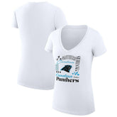 G-III 4Her by Carl Banks Women's Super-Slim Fit Lightweight Collage Team V-Neck T-Shirt - Carolina Panthers T-shirts