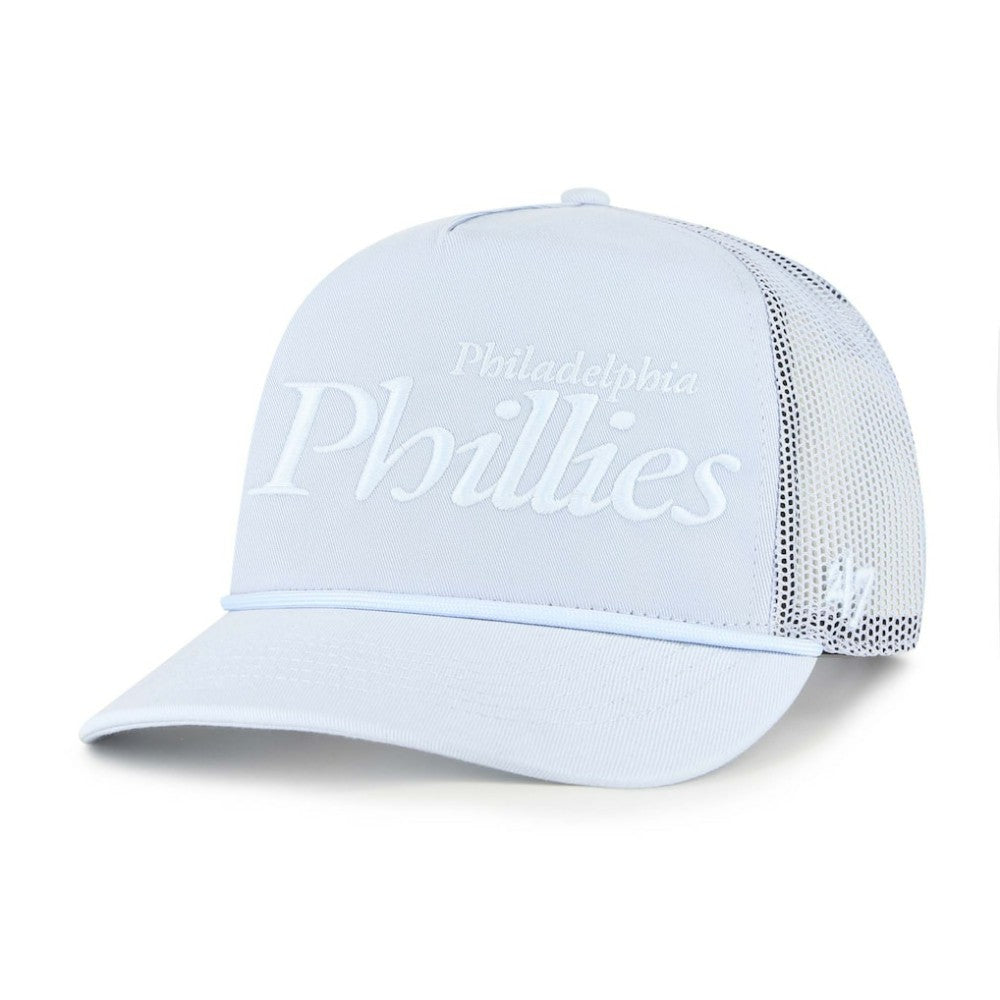 Light Blue Philadelphia Phillies '47 Foundation Script Hitch Adjustable Trucker Hat