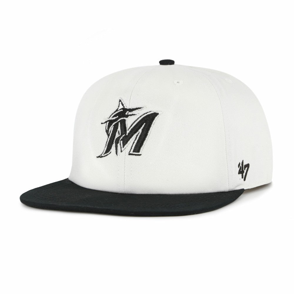 White/Black Miami Marlins '47 Foundation Captain Snapback Hat