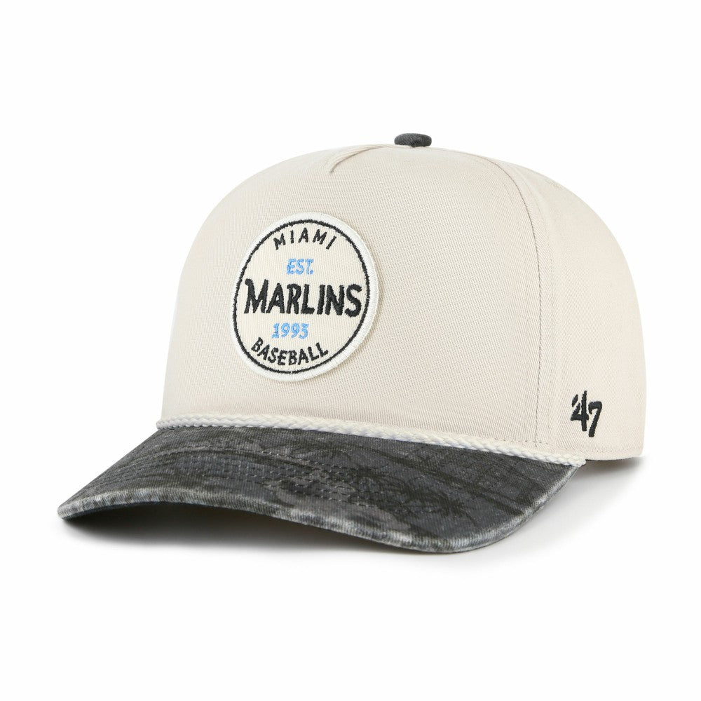 Cream/Black Miami Marlins '47 Fiji Rope Hitch Adjustable Hat