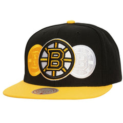 NHL Boston Bruins Mitchell & Ness Soul Triple Up Snapback Hat
