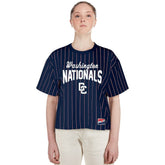 Navy Washington Nationals New Era Women's 2025 City Connect Pinstripe T-Shirt