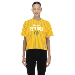 Yellow Boston Red Sox New Era Women's 2025 City Connect Pinstripe T-Shirt