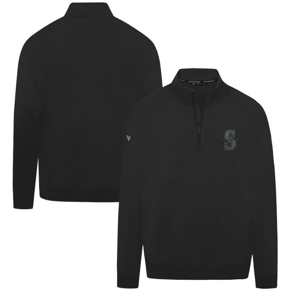 Black Seattle Mariners Levelwear Murray Nightfall Quarter-Zip Top
