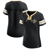Women's Bling Athena Jersey Style Lace-up T-Shirt - New Orleans Saints T-shirts
