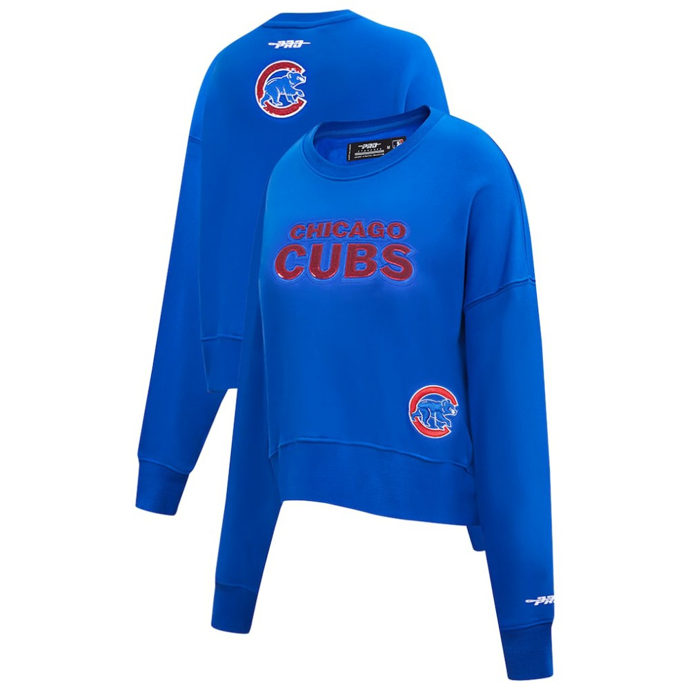 Royal Chicago Cubs Pro Standard Women's Game Day Classics Crewneck Pullover Sweatshirt