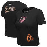 Black Baltimore Orioles Pro Standard Women's Game Day Classics Baby Doll Cropped T-Shirt