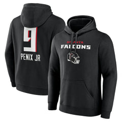 Michael Penix Jr. Name & Number Team Wordmark Pullover Hoodie - Atlanta Falcons Hoodies