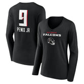 Michael Penix Jr. Women's Name & Number Team Wordmark Long Sleeve V-Neck T-Shirt - Atlanta Falcons T-shirts