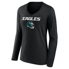 Saquon Barkley Women's Name & Number Team Wordmark Long Sleeve V-Neck T-Shirt - Philadelphia Eagles T-shirts