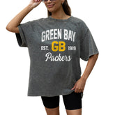 Gameday Couture Women's Throwback Oversized Snow Wash T-Shirt - Green Bay Packers T-shirts
