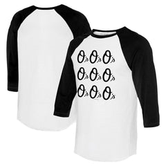 White/Black Baltimore Orioles Tiny Turnip Women's Logo Grid 3/4 Sleeve Raglan T-Shirt