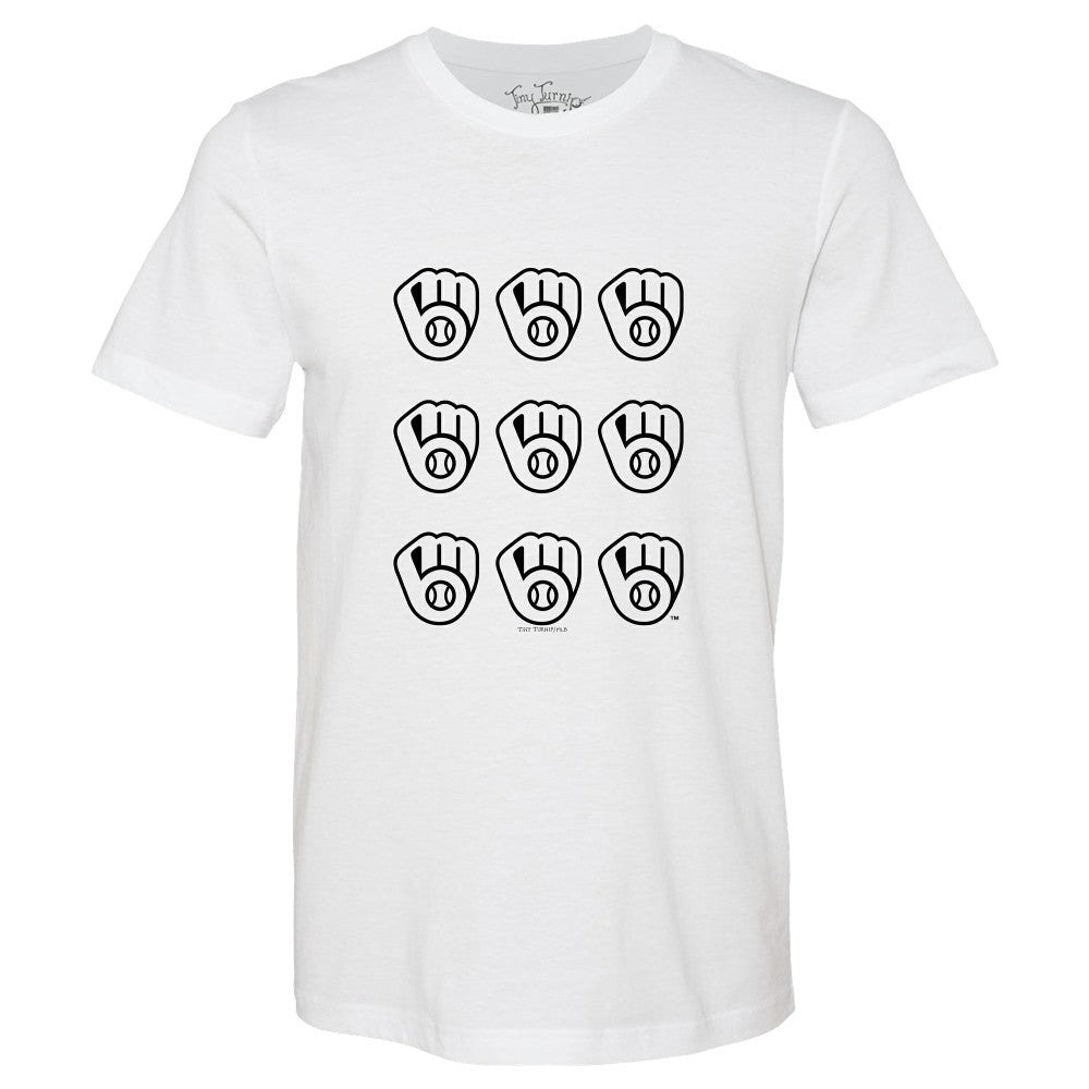 White Milwaukee Brewers Tiny Turnip Women's Logo Grid T-Shirt