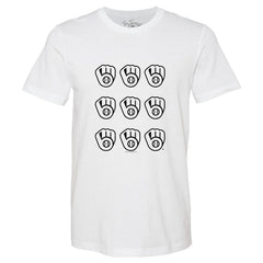 White Milwaukee Brewers Tiny Turnip Women's Logo Grid T-Shirt