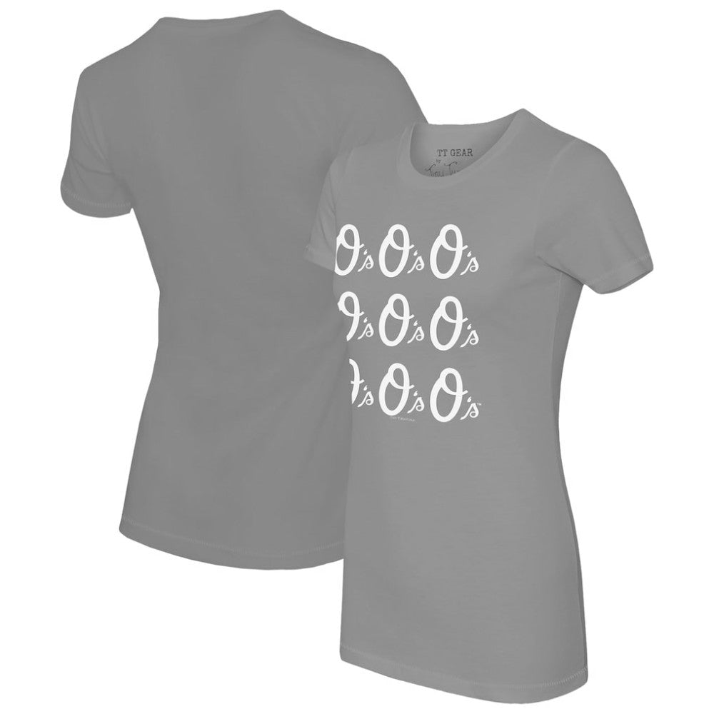 Gray Baltimore Orioles Tiny Turnip Women's Logo Grid T-Shirt