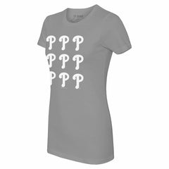Gray Philadelphia Phillies Tiny Turnip Women's Logo Grid T-Shirt