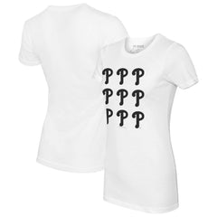 White Philadelphia Phillies Tiny Turnip Women's Logo Grid T-Shirt