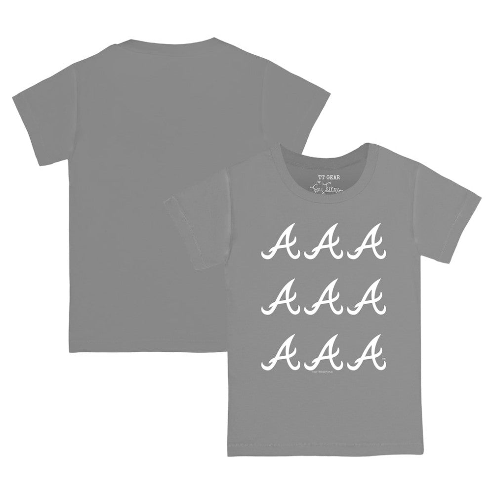 Gray Atlanta Braves Tiny Turnip Youth Logo Grid T-Shirt