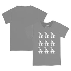 Gray Los Angeles Dodgers Tiny Turnip Youth Logo Grid T-Shirt