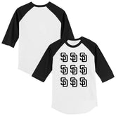 White/Black San Diego Padres Tiny Turnip Youth Logo Grid Raglan 3/4-Sleeve T-Shirt