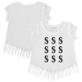 White Seattle Mariners Tiny Turnip Girls Youth Logo Grid Fringe T-Shirt