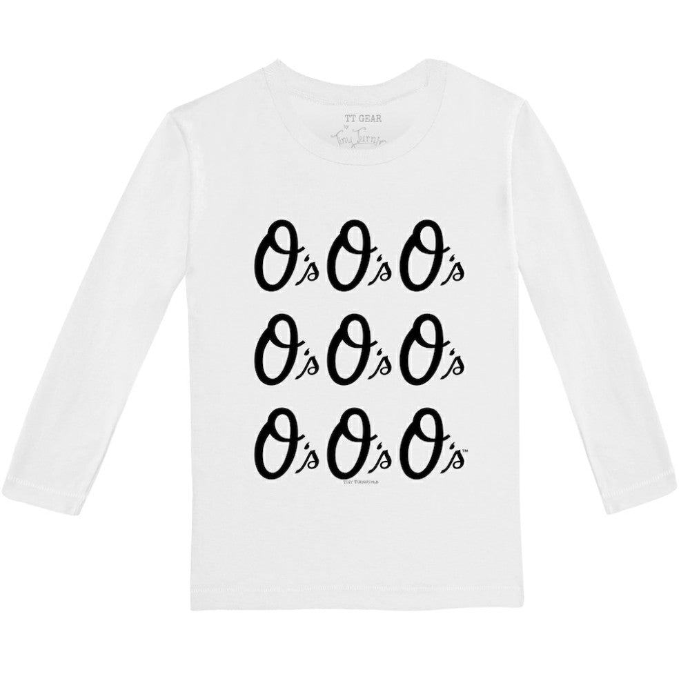 White Baltimore Orioles Tiny Turnip Youth Logo Grid Long Sleeve T-Shirt