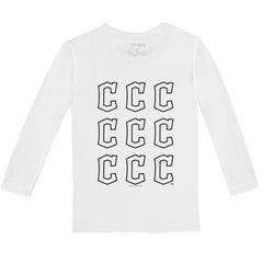 White Cleveland Guardians Tiny Turnip Youth Logo Grid Long Sleeve T-Shirt