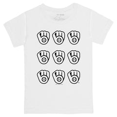 White Milwaukee Brewers Tiny Turnip Youth Logo Grid T-Shirt