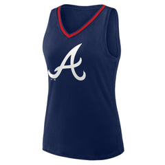 Navy Atlanta Braves Women's Plus Sized Stellar Win V-Neck Tank Top