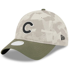 Light Beige/Olive Chicago Cubs New Era Women's 2025 Armed Forces Day 9TWENTY Adjustable Hat