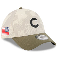 Light Beige/Olive Chicago Cubs New Era 2025 Armed Forces Day 39THIRTY Flex Hat