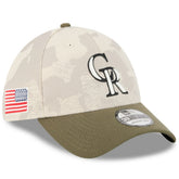 Light Beige/Olive Colorado Rockies New Era 2025 Armed Forces Day 39THIRTY Flex Hat
