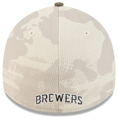 Light Beige/Olive Milwaukee Brewers New Era 2025 Armed Forces Day 39THIRTY Flex Hat