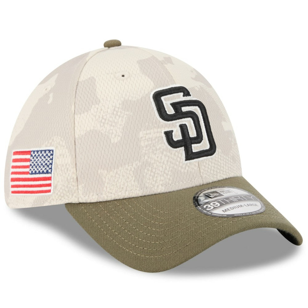 Light Beige/Olive San Diego Padres New Era 2025 Armed Forces Day 39THIRTY Flex Hat