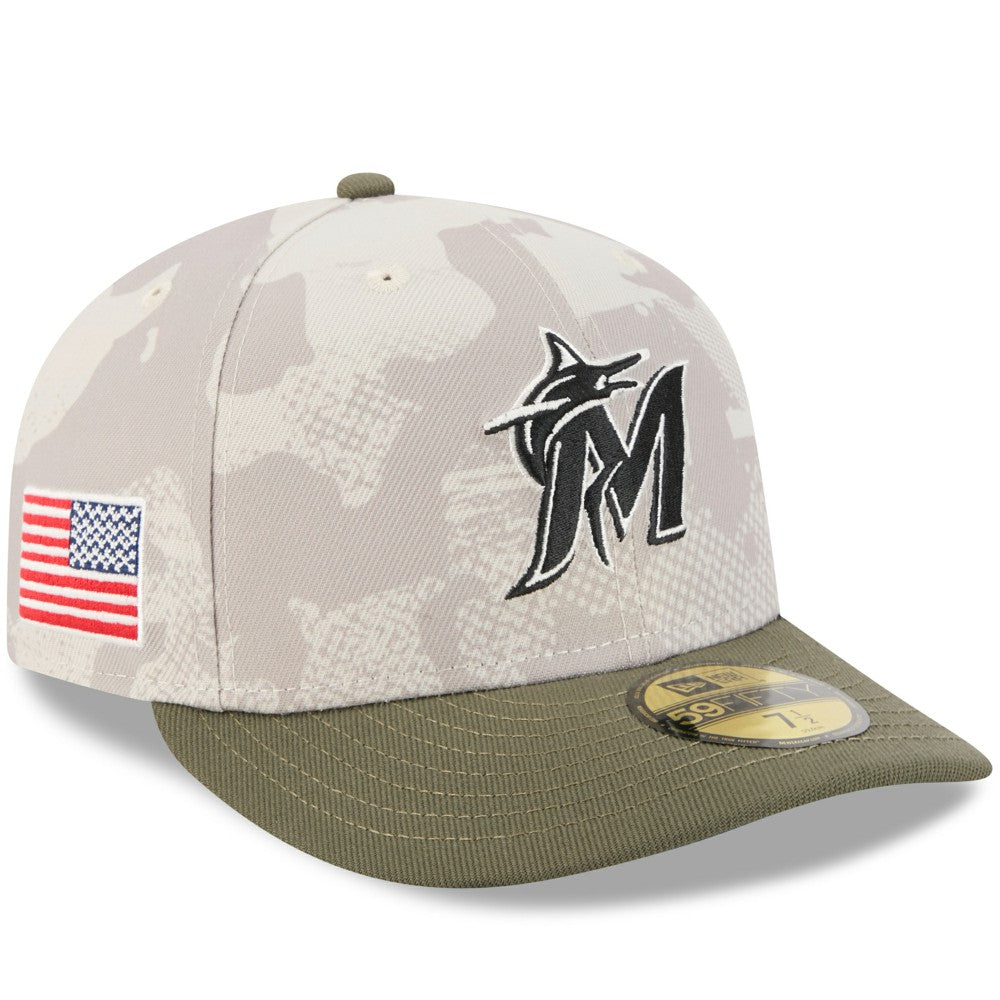 Light Beige/Olive Miami Marlins New Era 2025 Armed Forces Day 59FIFTY Fitted Hat