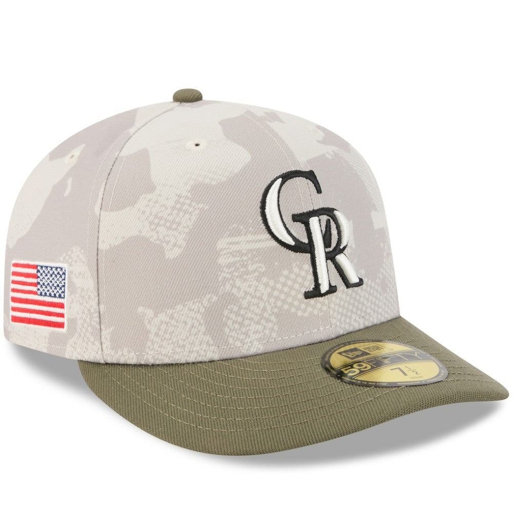 Light Beige/Olive Colorado Rockies New Era 2025 Armed Forces Day 59FIFTY Fitted Hat