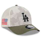 Light Beige/Olive Los Angeles Dodgers New Era 2025 Armed Forces Day 9FORTY M-Crown A-Frame Adjustable Hat