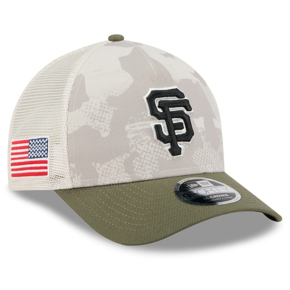 Light Beige/Olive San Francisco Giants New Era 2025 Armed Forces Day 9FORTY M-Crown A-Frame Adjustable Hat