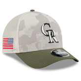 Light Beige/Olive Colorado Rockies New Era 2025 Armed Forces Day 9FORTY M-Crown A-Frame Adjustable Hat
