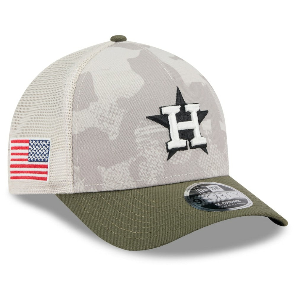 Light Beige/Olive Houston Astros New Era 2025 Armed Forces Day 9FORTY M-Crown A-Frame Adjustable Hat