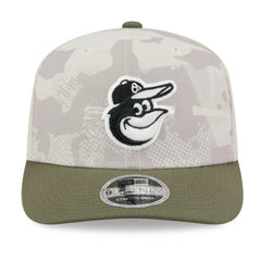 Light Beige/Olive Baltimore Orioles New Era 2025 Armed Forces Day 9SEVENTY Stretch-Snap Hat