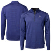 Blue Kansas City Royals Cutter & Buck Big & Tall Virtue Eco Pique Micro Stripe Recycled Quarter-Zip Pullover Top