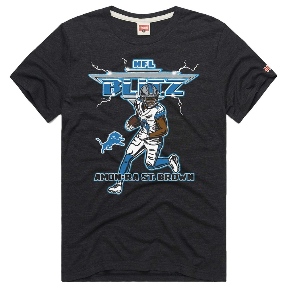 Amon-Ra St. Brown Homage Unisex NFL Blitz Player Tri-Blend T-Shirt - Detroit Lions T-shirts