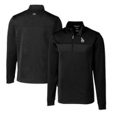 Black Los Angeles Dodgers Cutter & Buck Big & Tall Traverse Stripe Stretch DryTec Quarter-Zip Top